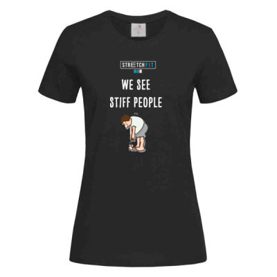 Stiff Man Art  Women Black Tshirt Thumbnail